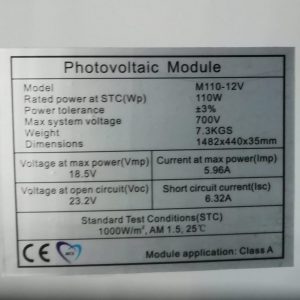 12v 110w Ultra Slim Solar Panel Monocrystalline 1482x440 - Image 2
