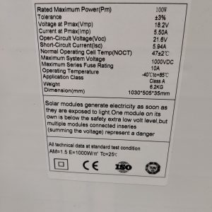12v 100w Monocrystalline Ultra Slim Shingled Solar Panel 1030 x 505 - Image 3